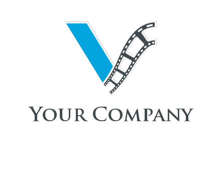Letter V with film wheel logo