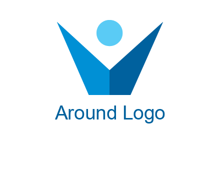 abstract person forming letter V logo
