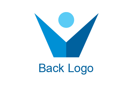abstract person forming letter V logo