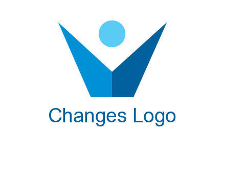 abstract person forming letter V logo
