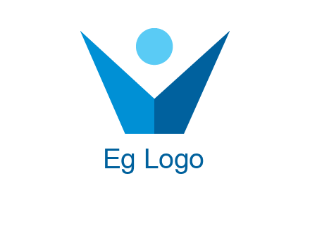 abstract person forming letter V logo