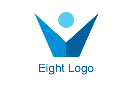 abstract person forming letter V logo