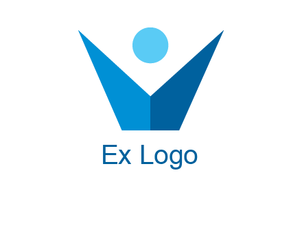 abstract person forming letter V logo