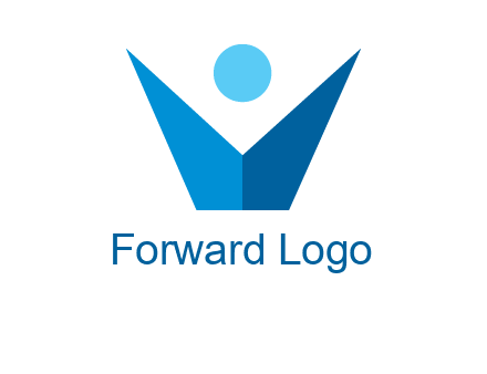 abstract person forming letter V logo