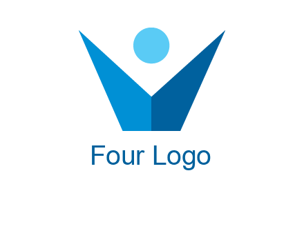 abstract person forming letter V logo