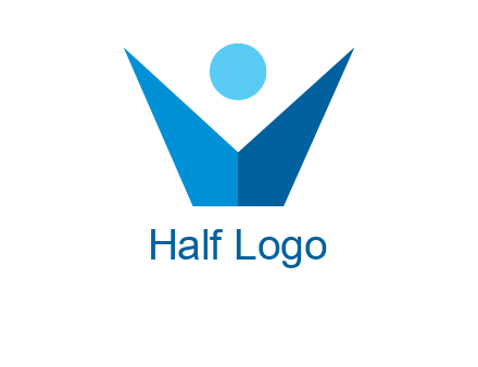 abstract person forming letter V logo