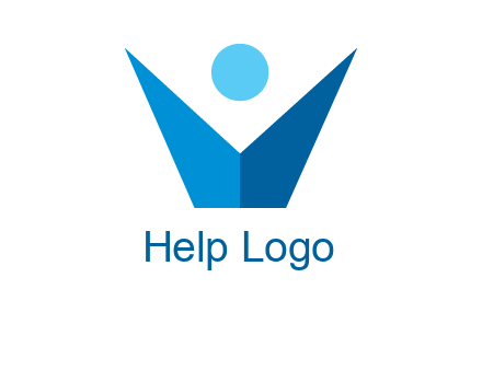 abstract person forming letter V logo