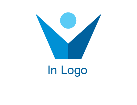 abstract person forming letter V logo