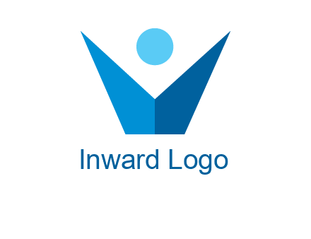 abstract person forming letter V logo