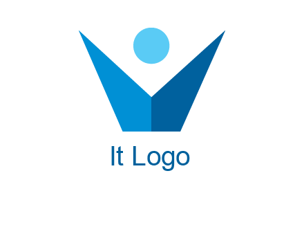 abstract person forming letter V logo