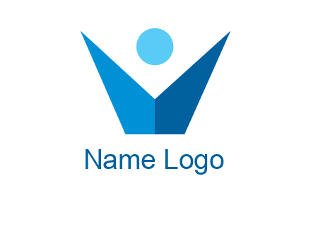 abstract person forming letter V logo