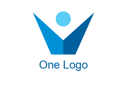 abstract person forming letter V logo