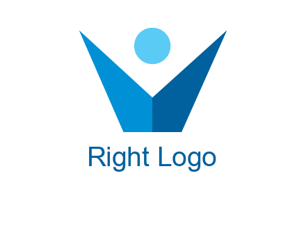 abstract person forming letter V logo
