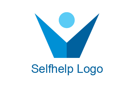 abstract person forming letter V logo