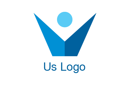 abstract person forming letter V logo