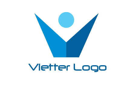 abstract person forming letter V logo