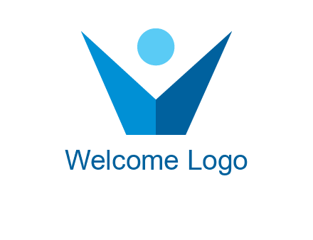 abstract person forming letter V logo