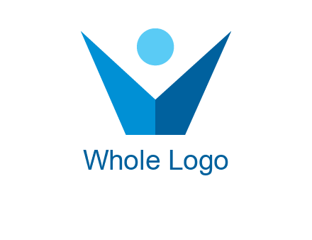 abstract person forming letter V logo