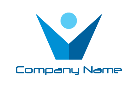 abstract person forming letter V logo