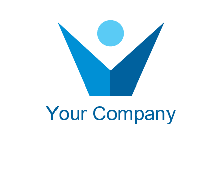 abstract person forming letter V logo