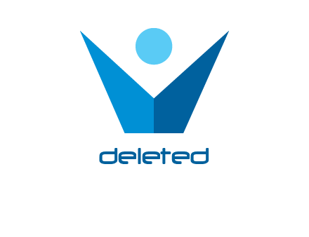 abstract person forming letter V logo