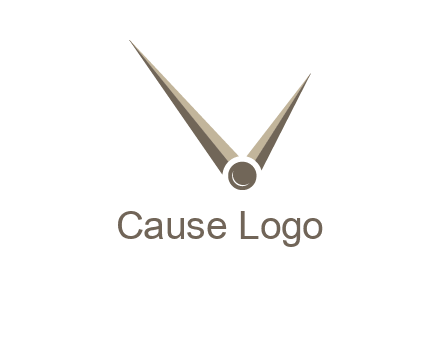 clock pointers forming letter V logo