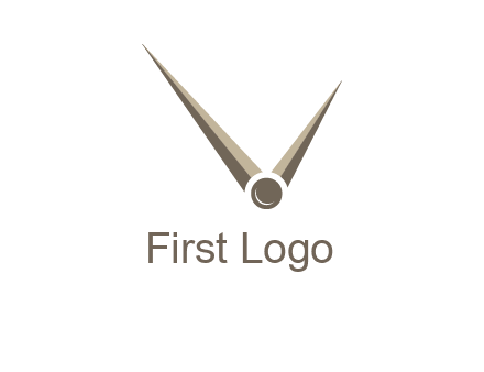 clock pointers forming letter V logo