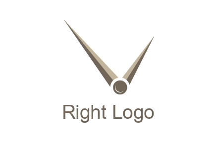 clock pointers forming letter V logo