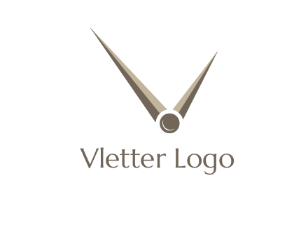 clock pointers forming letter V logo
