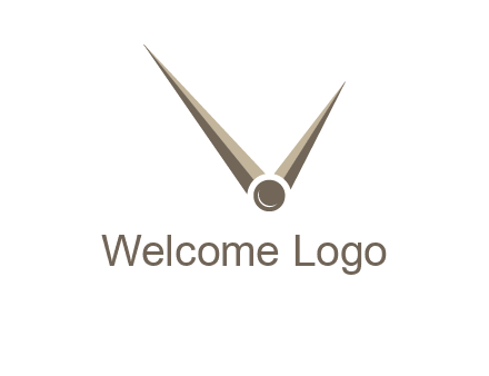 clock pointers forming letter V logo