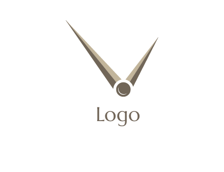 clock pointers forming letter V logo