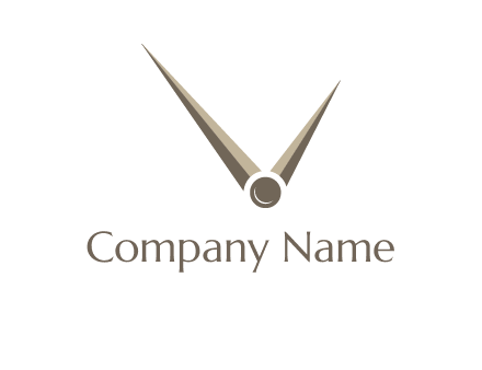 clock pointers forming letter V logo