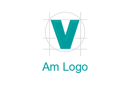 letter V inside circle and lines logo