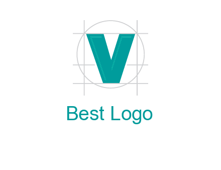 letter V inside circle and lines logo