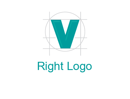 letter V inside circle and lines logo