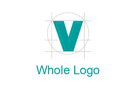 letter V inside circle and lines logo