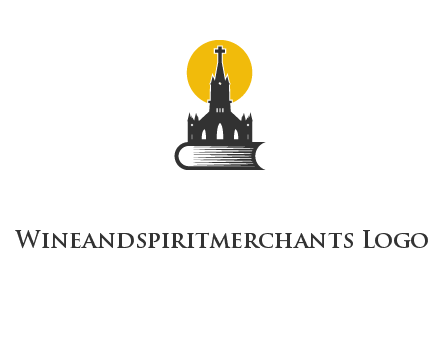 church building on a bible with sun logo
