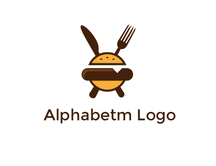 burger with fork and knife logo