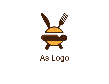 burger with fork and knife logo