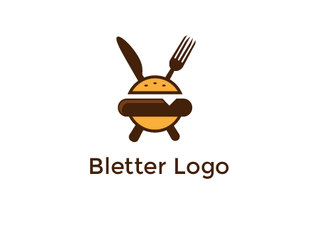 burger with fork and knife logo