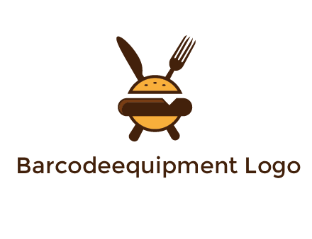 burger with fork and knife logo