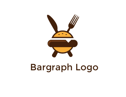 burger with fork and knife logo