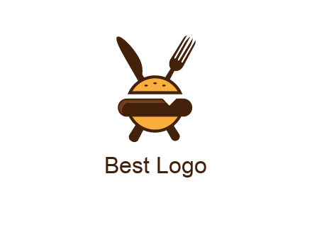 burger with fork and knife logo