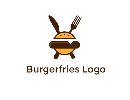 burger with fork and knife logo