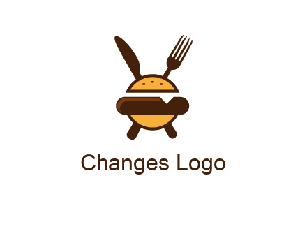 burger with fork and knife logo