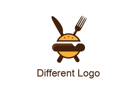 burger with fork and knife logo
