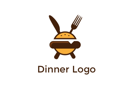burger with fork and knife logo