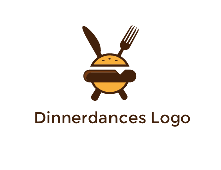 burger with fork and knife logo