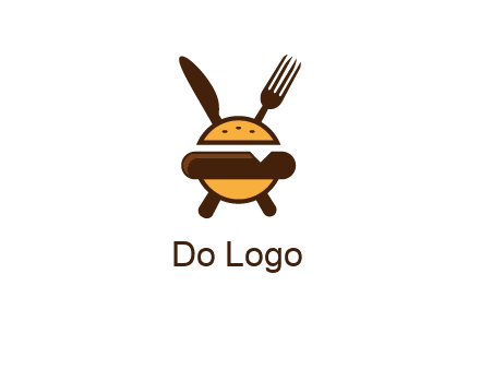 burger with fork and knife logo