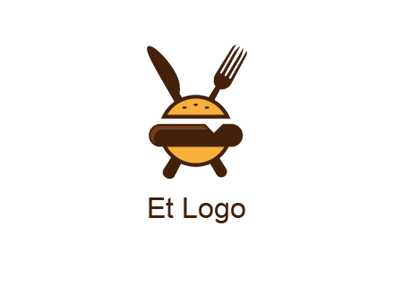 burger with fork and knife logo